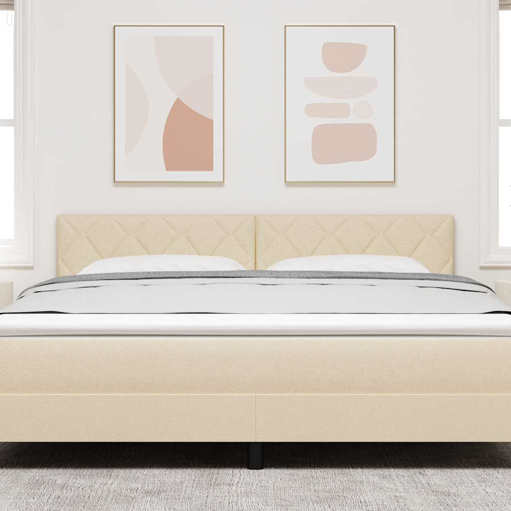 LED sengegavl Creme 180 cm Stof
