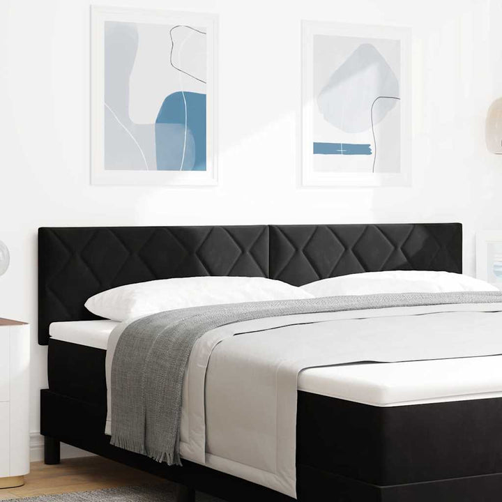 LED sengegavl Sort 180 cm Fløjl