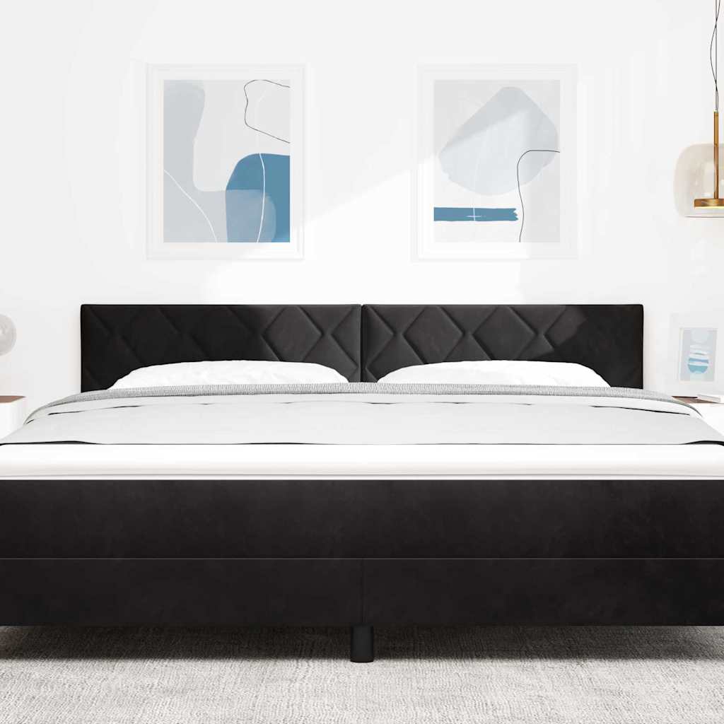 LED sengegavl Sort 180 cm Fløjl