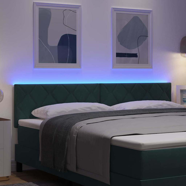 LED sengegavl Mørkegrøn 180 cm Fløjl