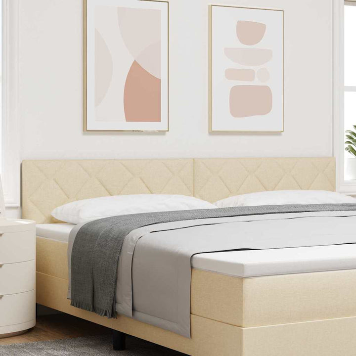 LED sengegavl Creme Stof