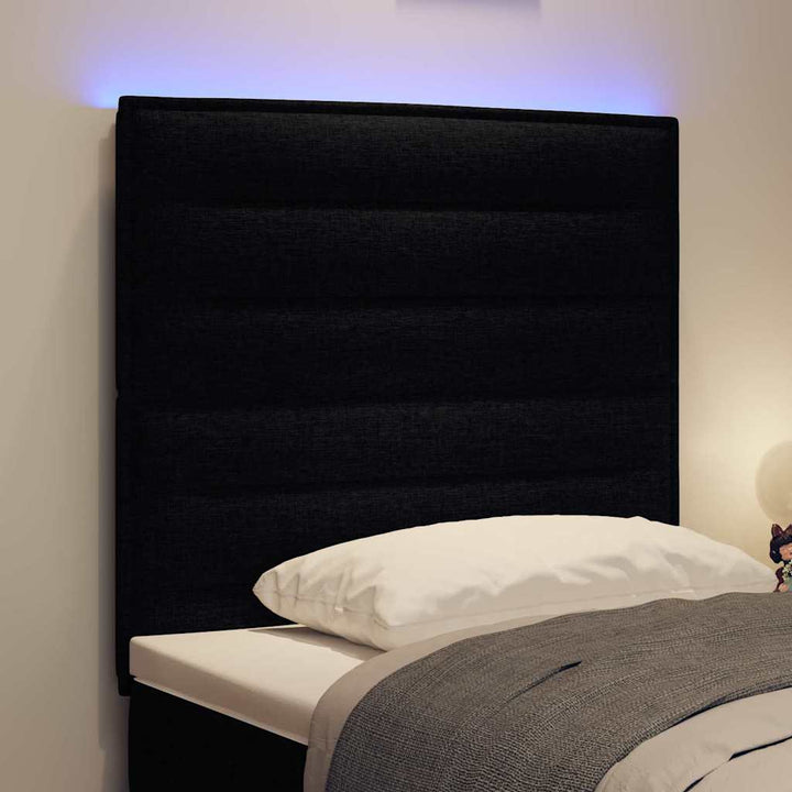 LED sengegavl med LED-lysstrimler Sort 80 cm Stof