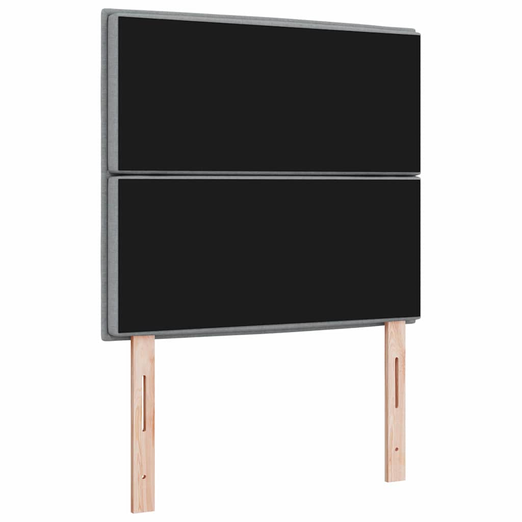 LED sengegavl med LED-lysstrimler Lysegrå 90 cm Stof