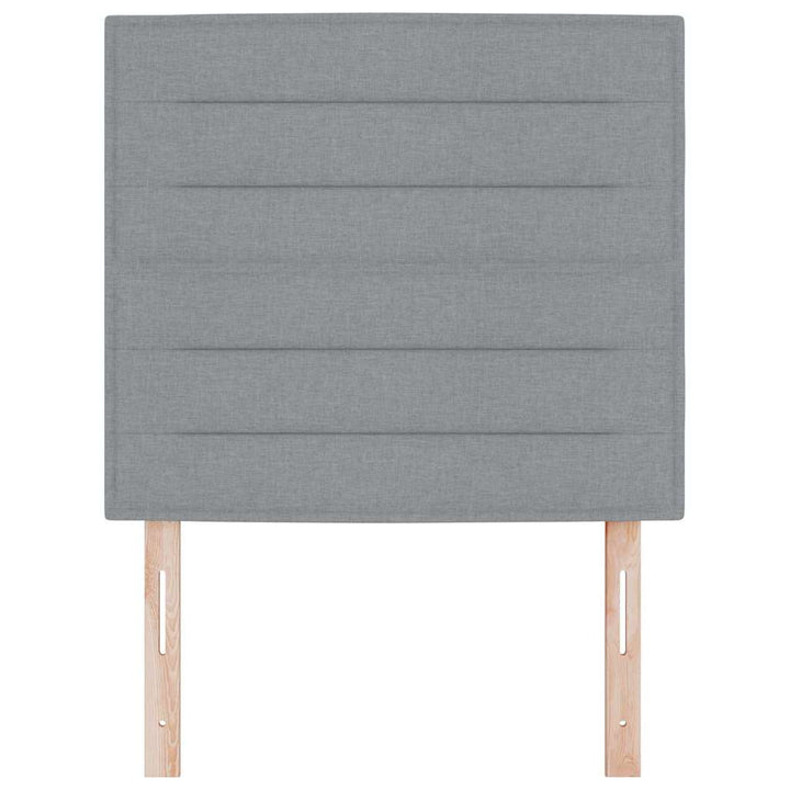 LED sengegavl med LED-lysstrimler Lysegrå 90 cm Stof