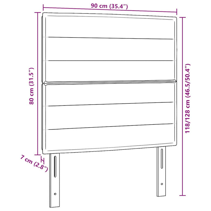 LED sengegavl med LED-lysstrimler Lysegrå 90 cm Stof