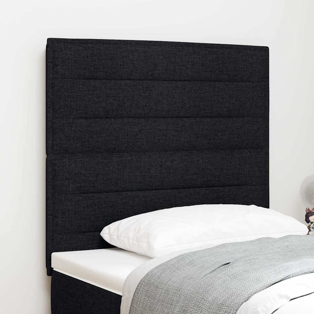 LED sengegavl med LED-lysstrimler Sort 90 cm Stof