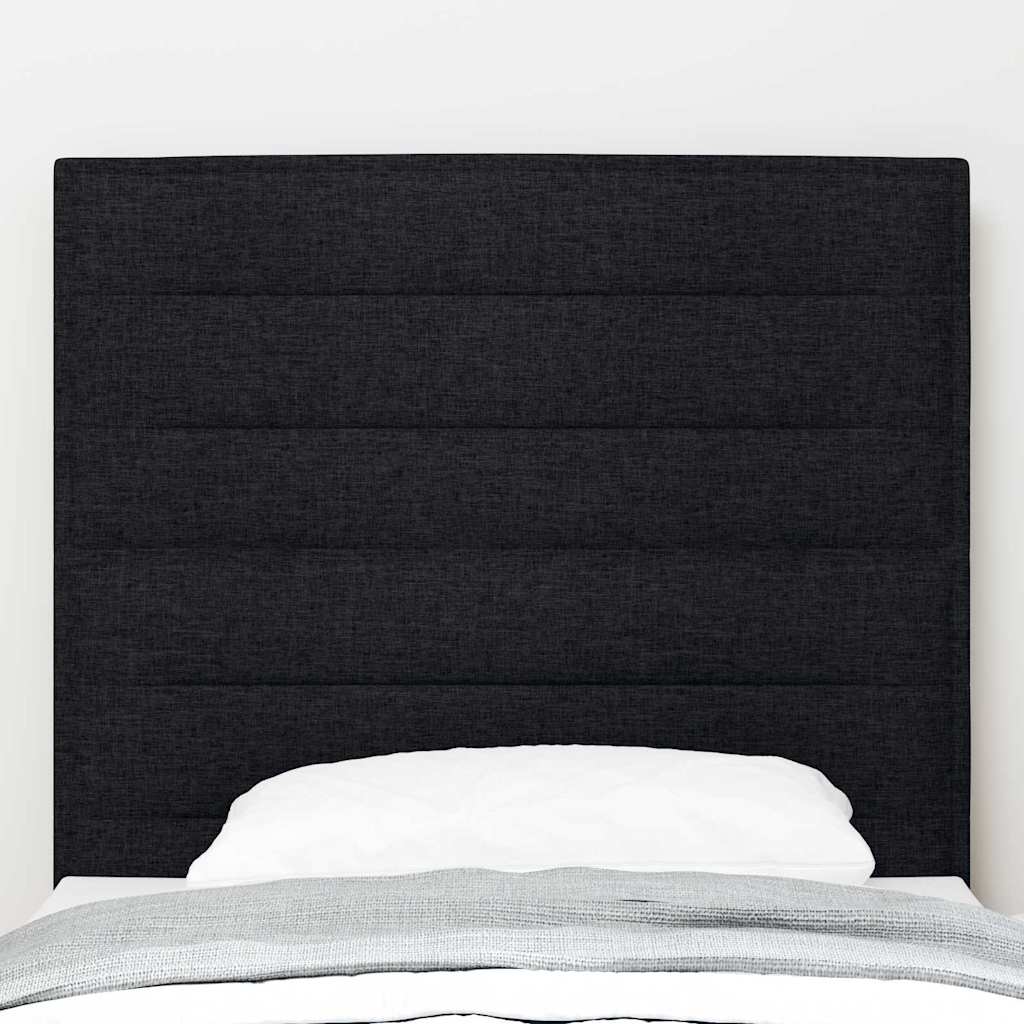 LED sengegavl med LED-lysstrimler Sort 90 cm Stof