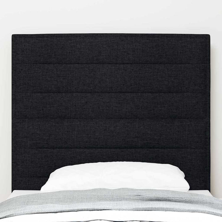 LED sengegavl med LED-lysstrimler Sort 90 cm Stof