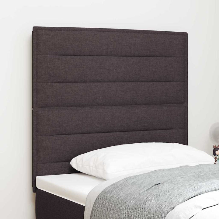 LED sengegavl med LED-lysstrimler Mørk Brun 90 cm Stof