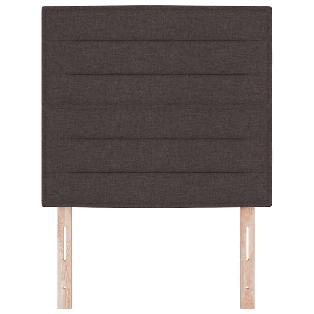 LED sengegavl med LED-lysstrimler Mørk Brun 90 cm Stof