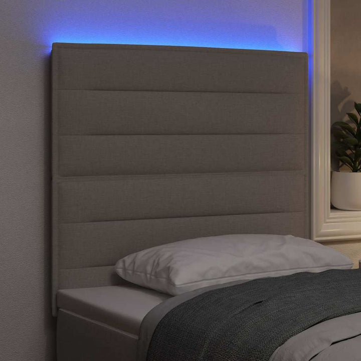 LED sengegavl Gråbrun Stof