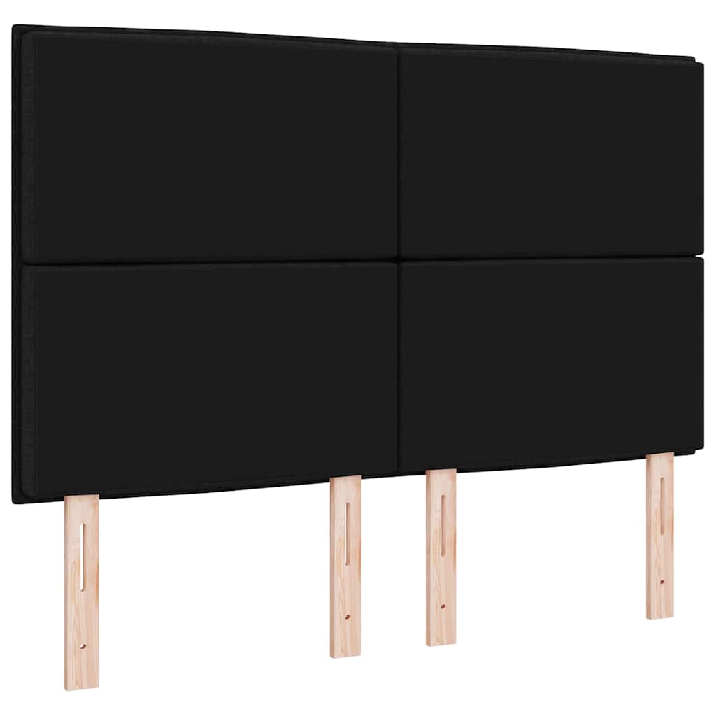 LED sengegavl med LED-lysstrimler Sort 144 cm Stof