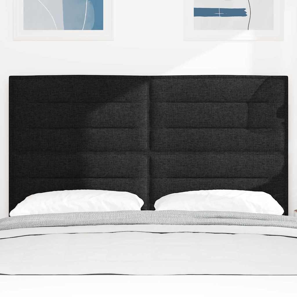 LED sengegavl med LED-lysstrimler Sort 160 cm Stof