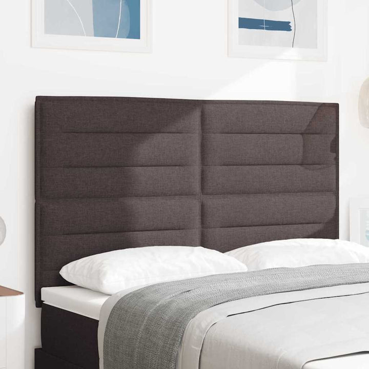 LED sengegavl med LED-lysstrimler Mørk Brun 160 cm Stof