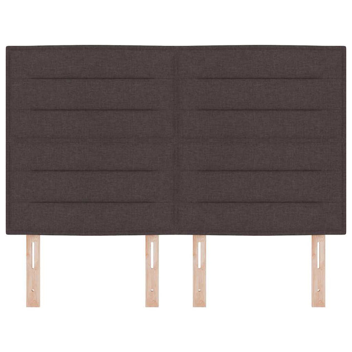 LED sengegavl med LED-lysstrimler Mørk Brun 160 cm Stof