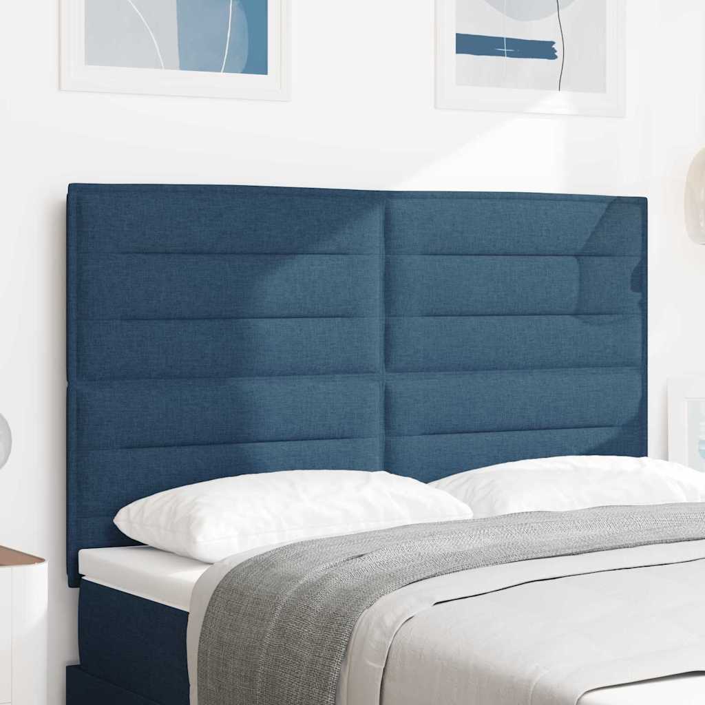 LED sengegavl med LED-lysstrimler Blå 160 cm Stof
