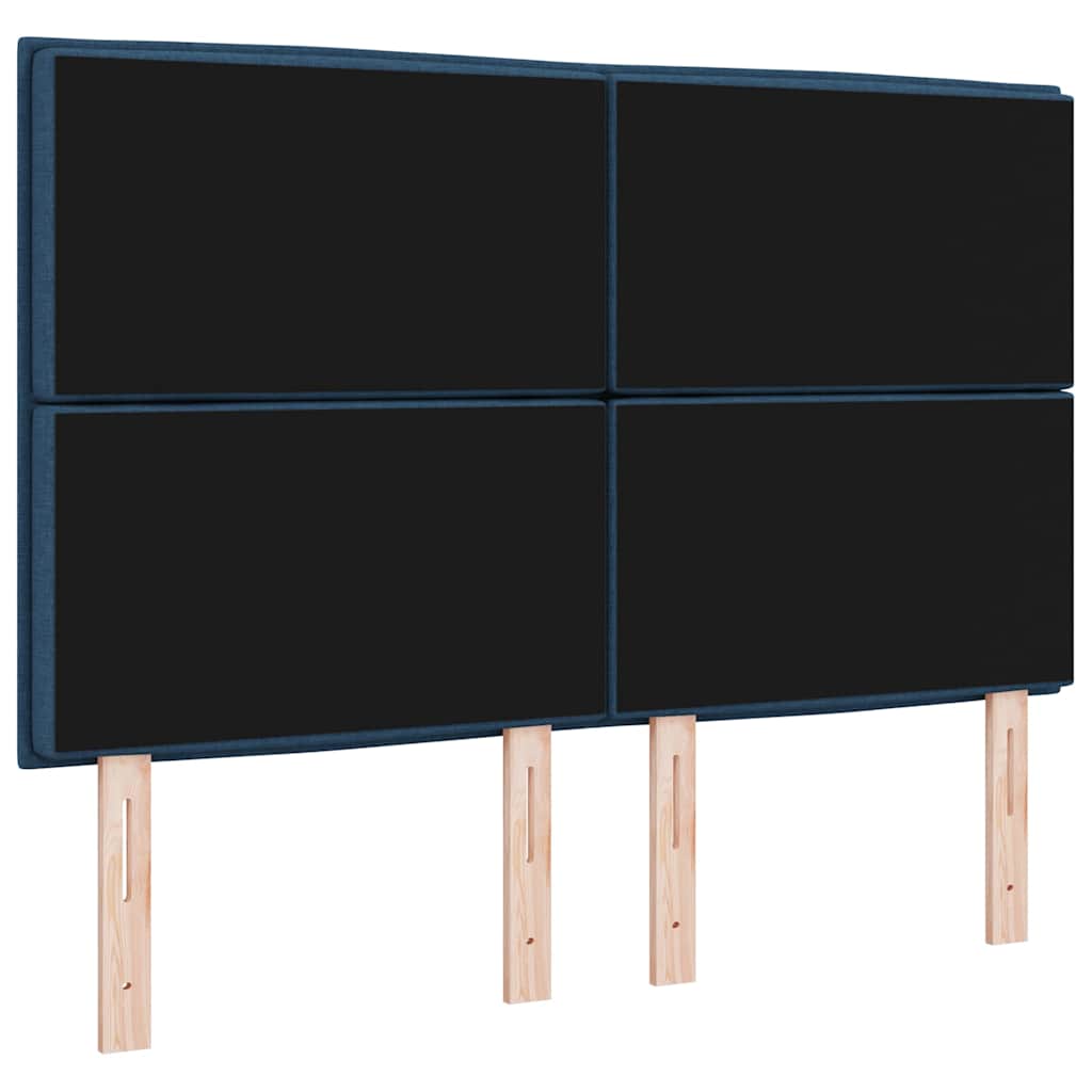 LED sengegavl med LED-lysstrimler Blå 160 cm Stof