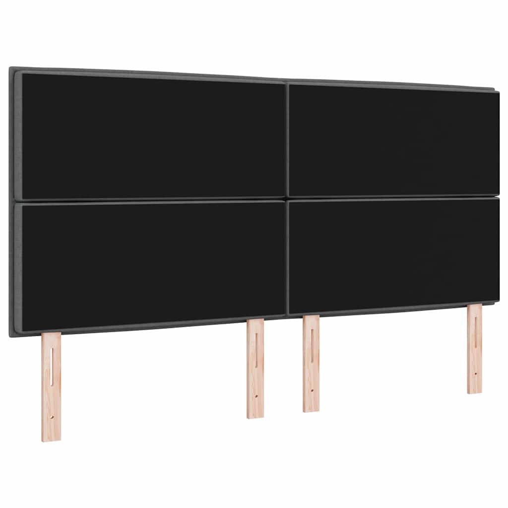 LED sengegavl med LED-lysstrimler Mørkegrå 180 cm Stof