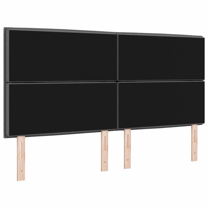 LED sengegavl med LED-lysstrimler Mørkegrå 180 cm Stof