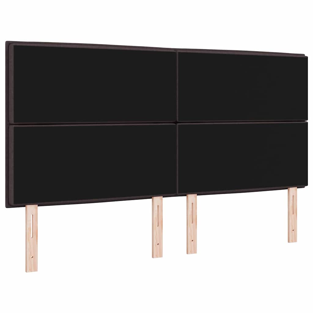 LED sengegavl med LED-lysstrimler Mørk Brun 180 cm Stof