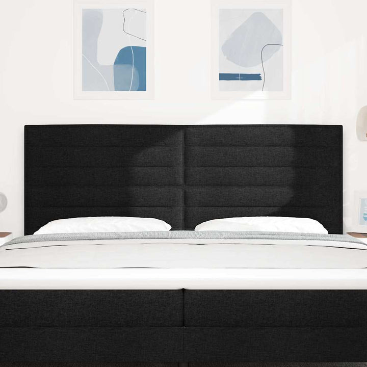 LED sengegavl med LED-lysstrimler Sort 200 cm Stof