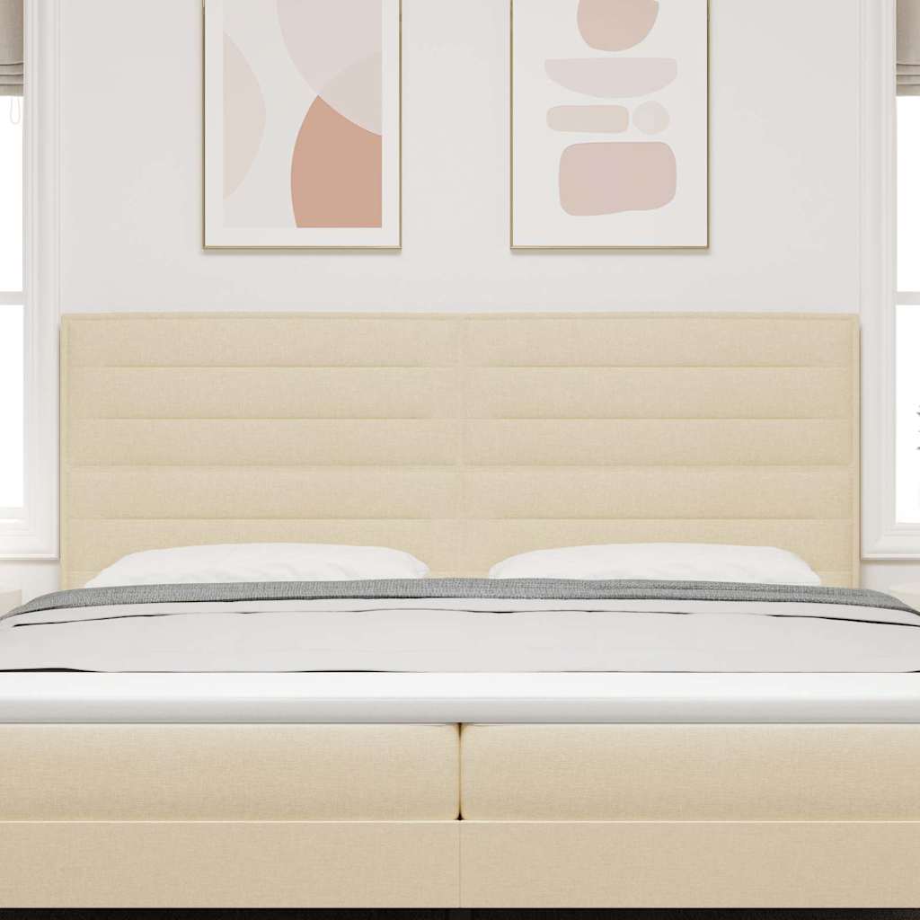 LED sengegavl med LED-lysstrimler Creme 200 cm Stof