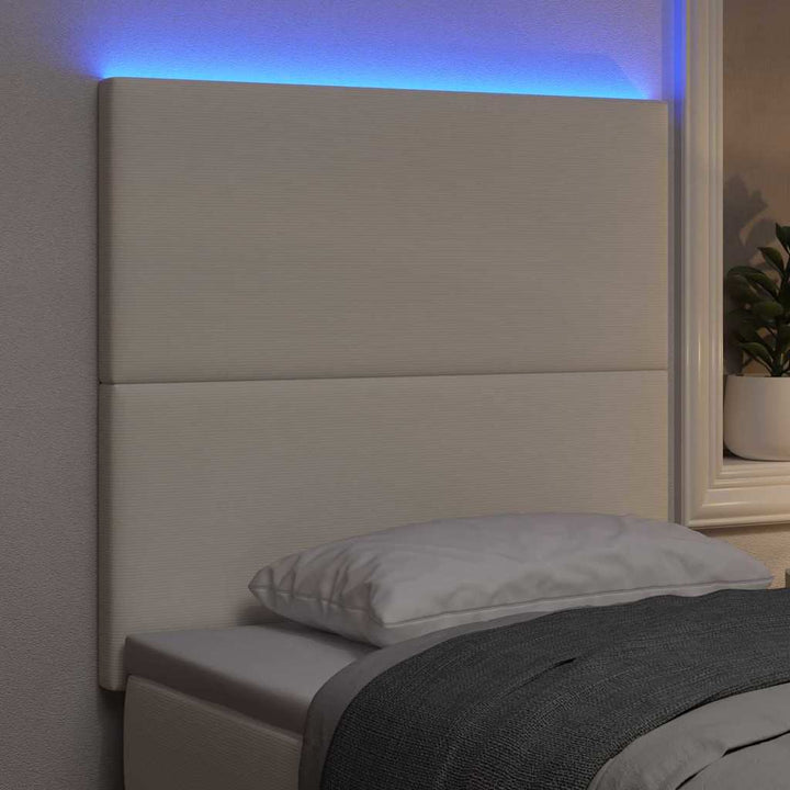 LED sengegavl med LED-lysstrimler Creme 80 cm Velourstof