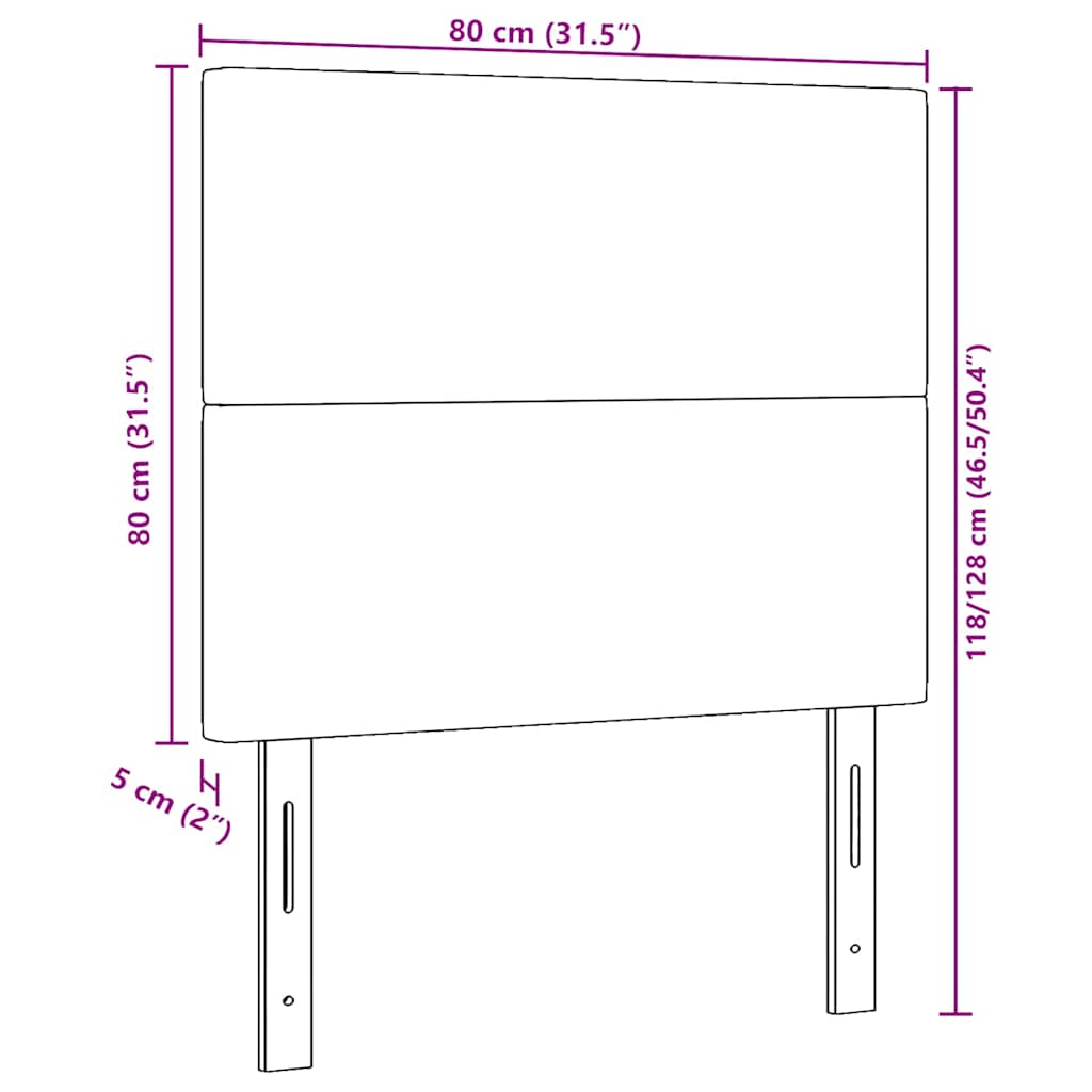 LED sengegavl med LED-lysstrimler Creme 80 cm Velourstof
