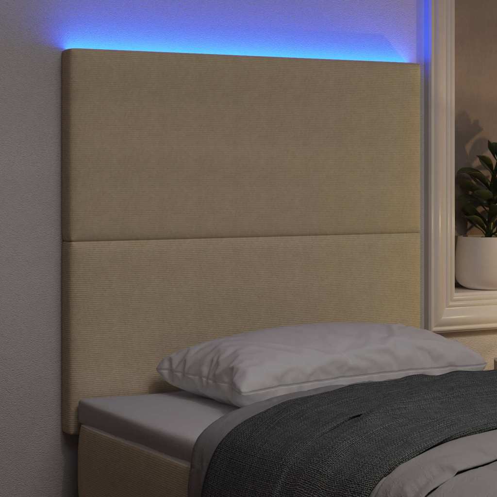 LED sengegavl med LED-lysstrimler Grågrøn 80 cm Velourstof