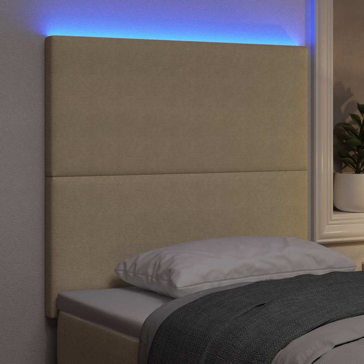 LED sengegavl med LED-lysstrimler Grågrøn 80 cm Velourstof