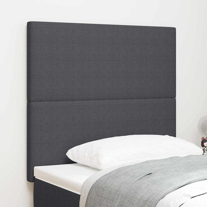 LED sengegavl med LED-lysstrimler Mørkegrå 90 cm Velourstof