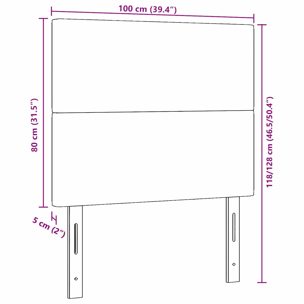 LED sengegavl med LED-lysstrimler Creme 100 cm Velourstof
