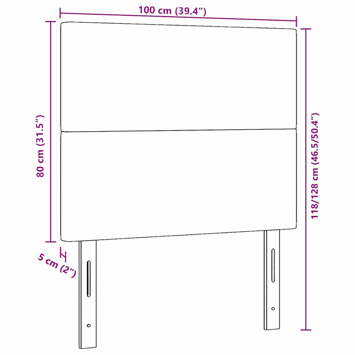 LED sengegavl med LED-lysstrimler Creme 100 cm Velourstof