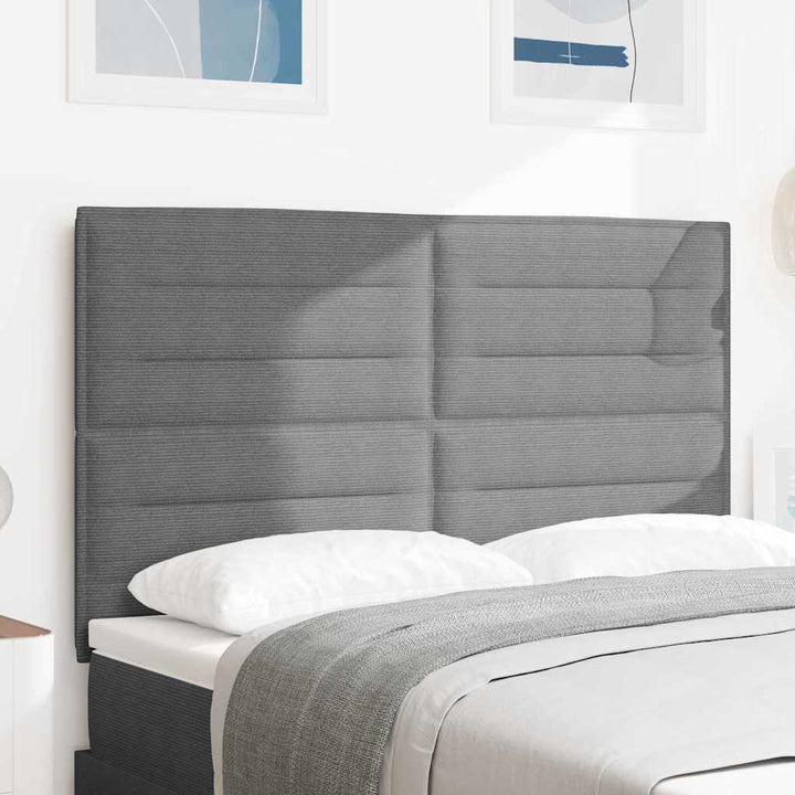 LED sengegavl med LED-lysstrimler Lysegrå 144 cm Velourstof