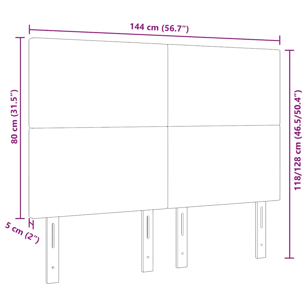 LED sengegavl med LED-lysstrimler Lysegrå 144 cm Velourstof