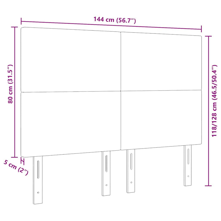 LED sengegavl med LED-lysstrimler Lysegrå 144 cm Velourstof
