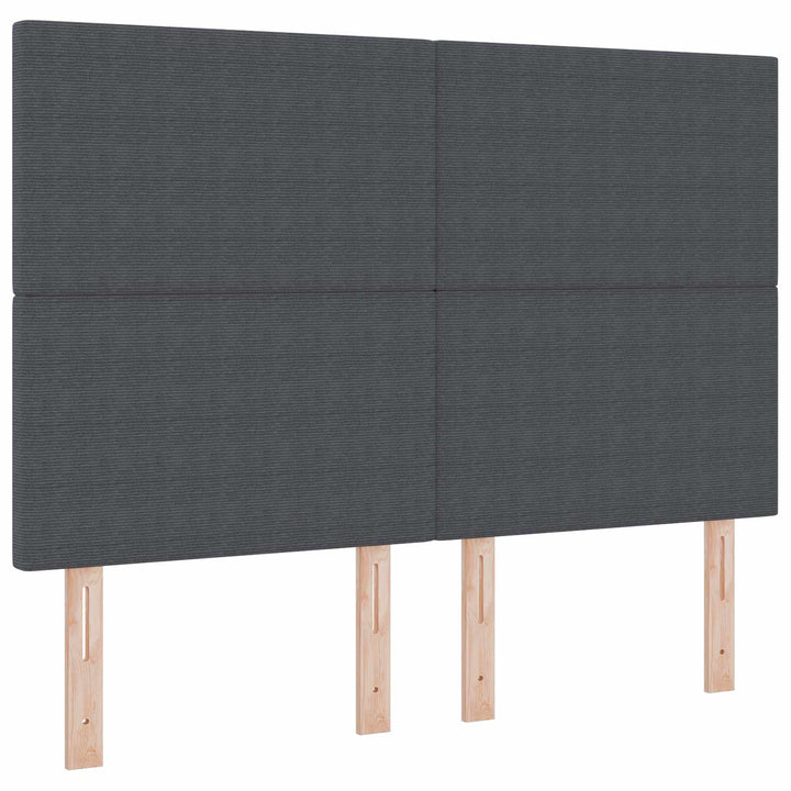 LED sengegavl med LED-lysstrimler Mørkegrå 144 cm Velourstof