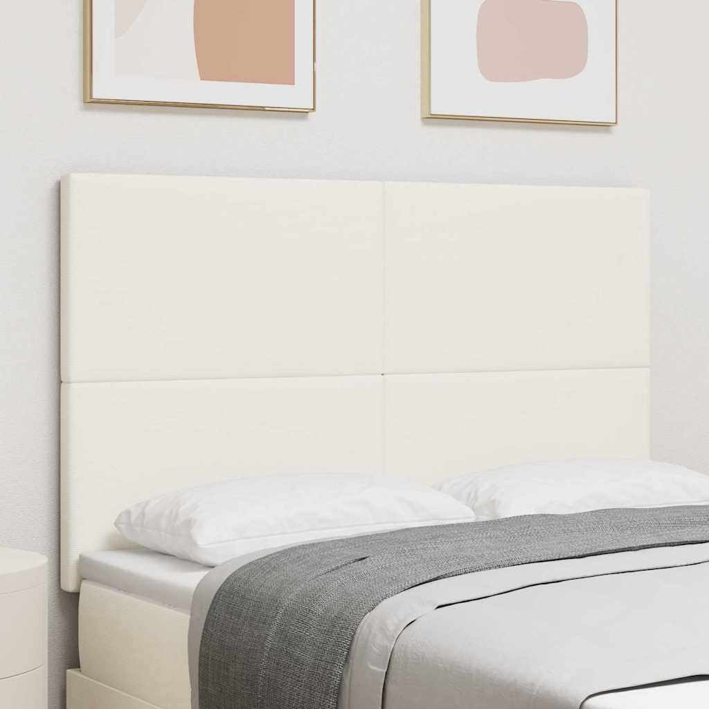 LED sengegavl med LED-lysstrimler Creme 160 cm Velourstof
