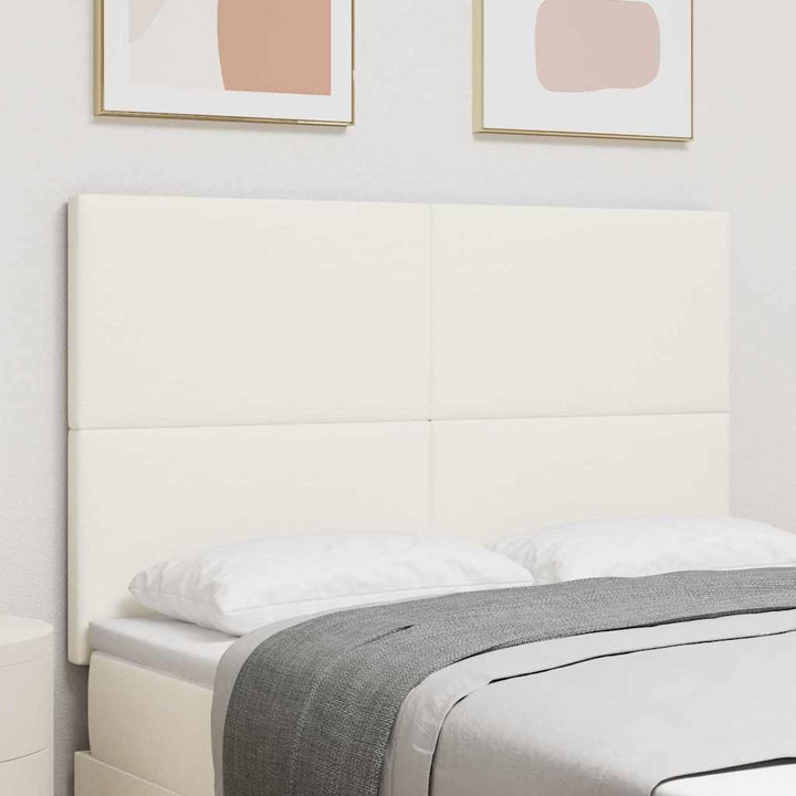 LED sengegavl med LED-lysstrimler Creme 160 cm Velourstof