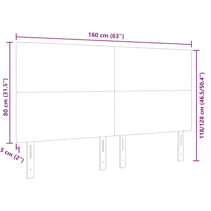 LED sengegavl med LED-lysstrimler Creme 160 cm Velourstof