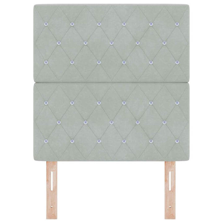 LED sengegavl med LED-lysstrimler Lysegrå 80 cm Fløjl