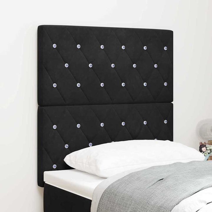 LED sengegavl med LED-lysstrimler Sort 80 cm Fløjl