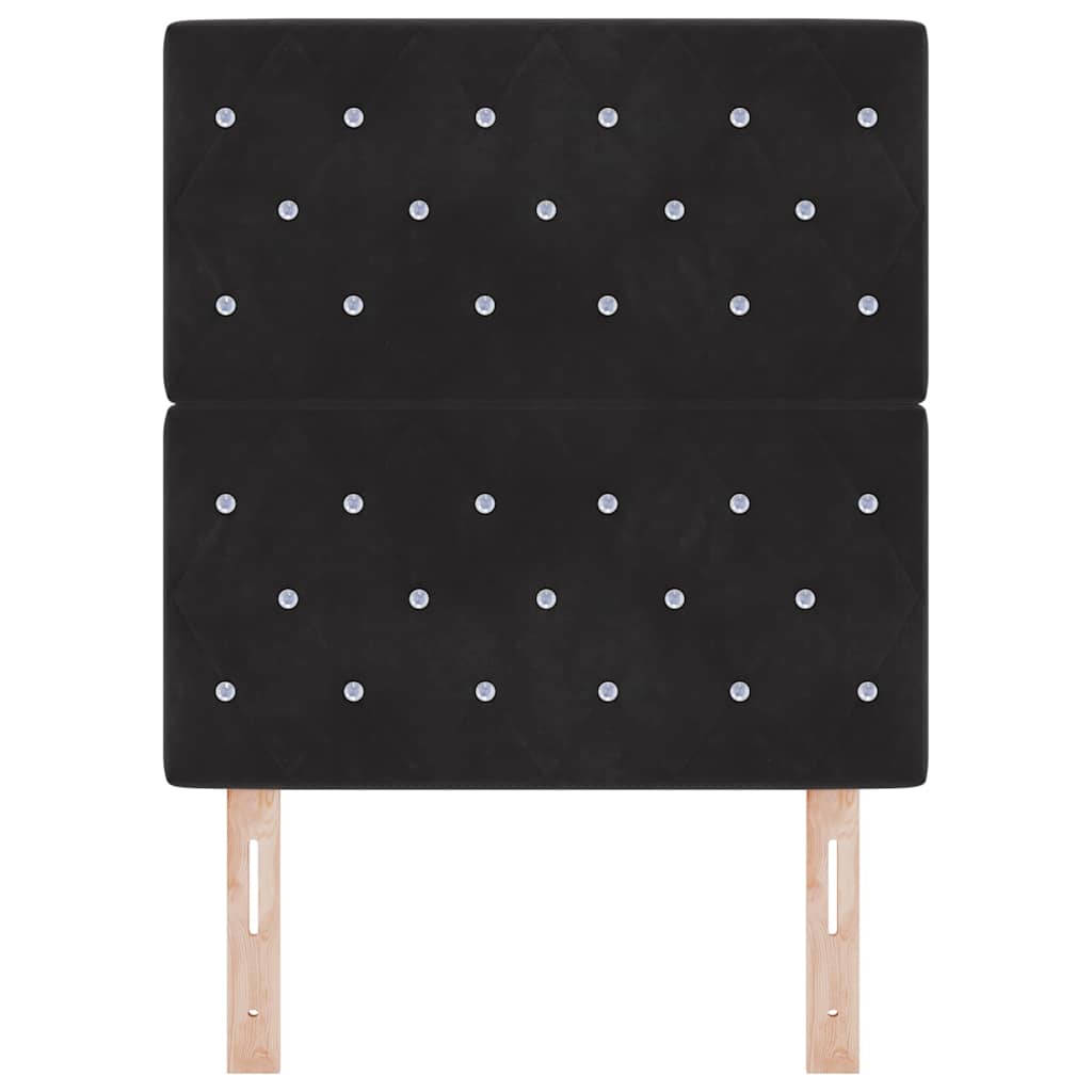 LED sengegavl med LED-lysstrimler Sort 80 cm Fløjl