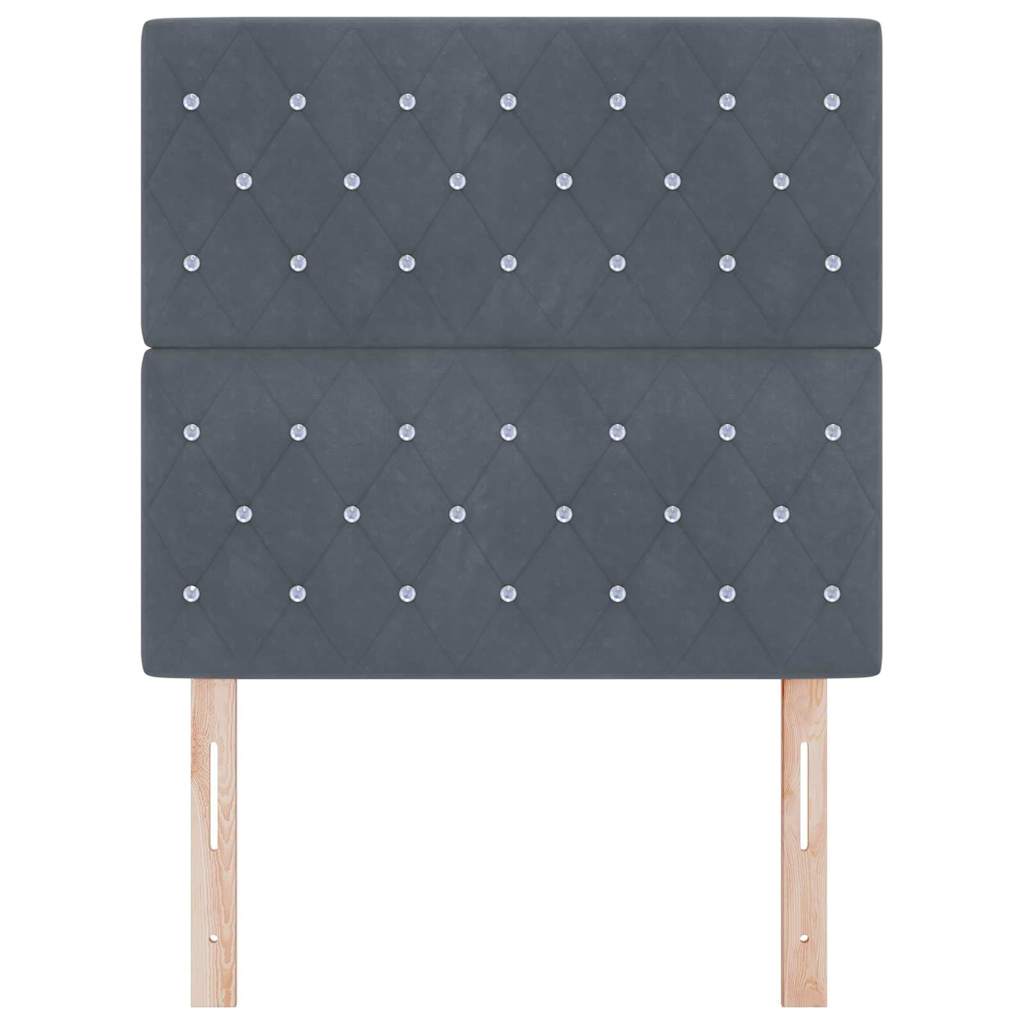 LED sengegavl med LED-lysstrimler Mørkegrå 90 cm Fløjl