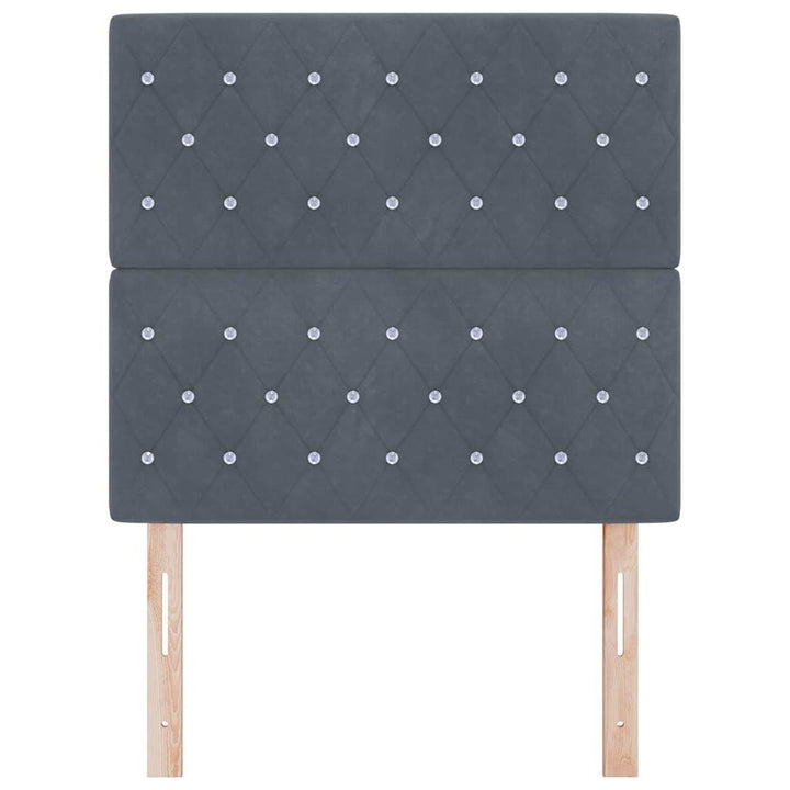 LED sengegavl med LED-lysstrimler Mørkegrå 90 cm Fløjl