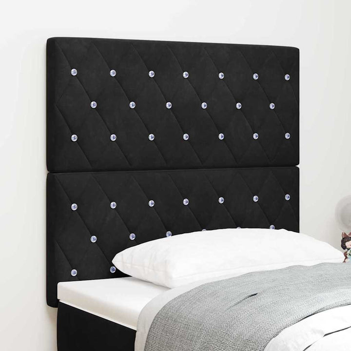 LED sengegavl med LED-lysstrimler Sort 90 cm Fløjl