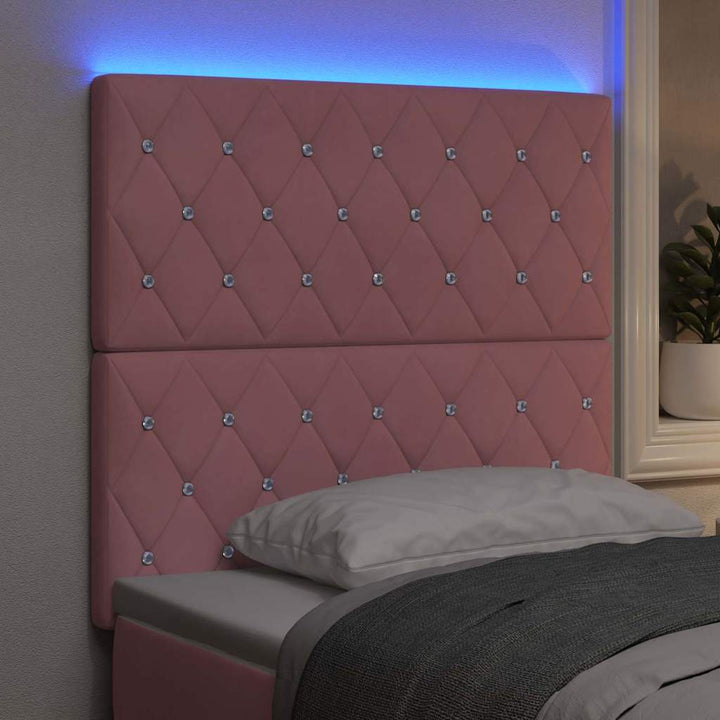 LED sengegavl med LED-lysstrimler Lyserød 100 cm Fløjl