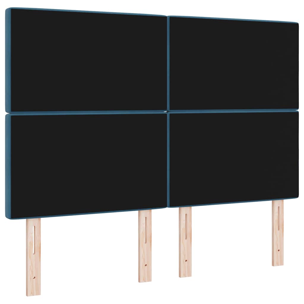 LED sengegavl med LED-lysstrimler Mørk blå 144 cm Fløjl