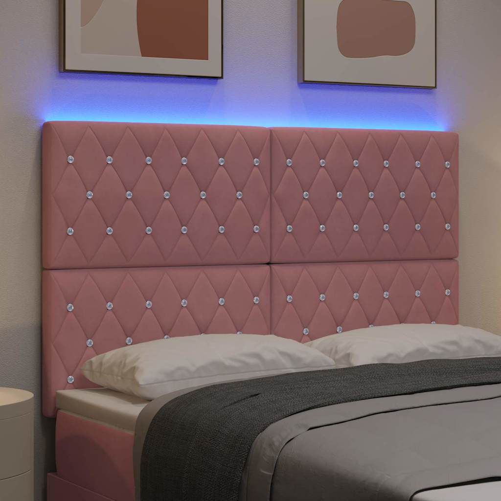 LED sengegavl med LED-lysstrimler Lyserød 160 cm Fløjl