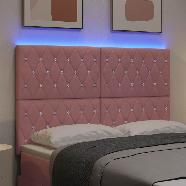 LED sengegavl med LED-lysstrimler Lyserød 160 cm Fløjl